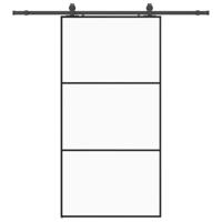 Schuifdeur met beslagset 102x205 cm ESG glas zwart - thumbnail