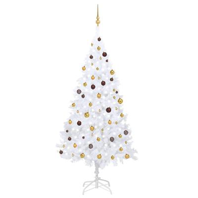 VidaXL Kunstkerstboom met verlichting en kerstballen 240 cm wit