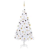 VidaXL Kunstkerstboom met verlichting en kerstballen 240 cm wit - thumbnail