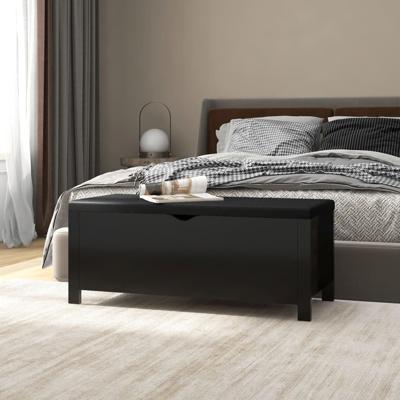 VidaXL Opbergbox met kussen 105x40x45 cm bewerkt hout zwart