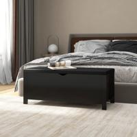 VidaXL Opbergbox met kussen 105x40x45 cm bewerkt hout zwart - thumbnail