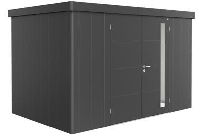 Biohort Neo 2D metalen tuinhuis donkergrijs 348x236 cm met dubbele deur- Plat dak- Metaal- Biohort