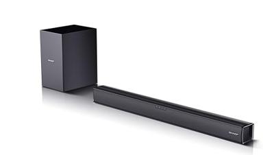 SHARP HT-SBW182 160W 2.1 slanke soundbar met draadloze subwoofer, Bluetooth, optische ingang, AUX, HDMI (ARC/CEC), afstandsbediening en wandmontage - zwart