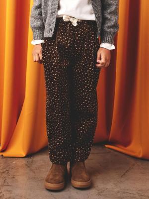 Meisjesbroek van fluweel / velours met losse pasvorm chocoladebruin