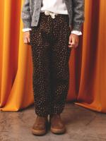 Meisjesbroek van fluweel / velours met losse pasvorm chocoladebruin - thumbnail