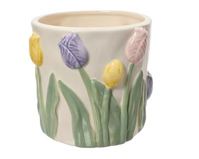 Decoris Bloempot tulpen dolomiet 10,8x10,6x10cm