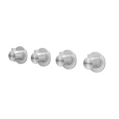 Afbouwdeel IVY Tribe Inbouwthermostaat 3 Stopkranen Symmetry Met Ronde Rozetten Geborsteld RVS316 IVY
