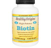 Biotine, Hoge Dosering, 5000 mcg (150 vegetarische capsules) - Healthy Origins - thumbnail