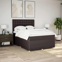 Boxspring met matras stof donkerbruin 140x190 cm - thumbnail