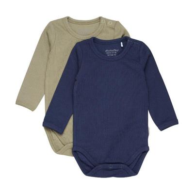 OUTLET Minymo romper lange mouw 2-pack Dark Navy-74