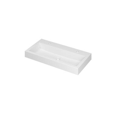 INK Momento Wastafel Polystone met 2 Kraangaten - 900x450x90 mm - Mat Wit