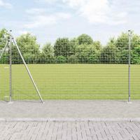 VidaXL Hek met paal zilver 1,4 x 10 m staal - thumbnail