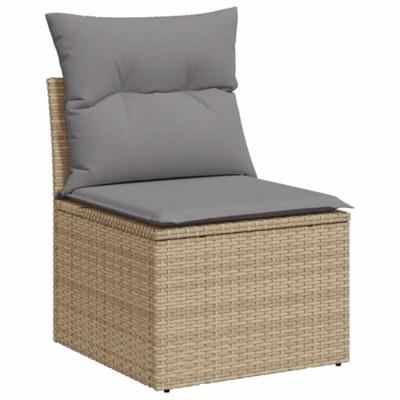 8-delige Loungeset met kussens poly rattan acacia beige