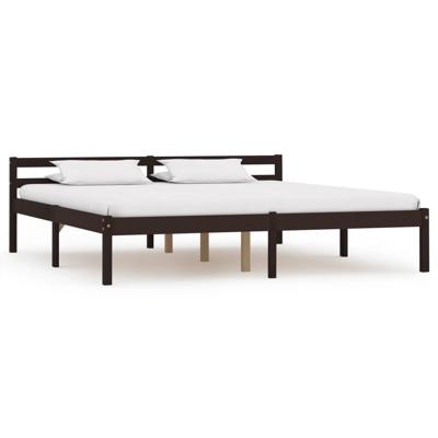 Bedframe massief grenenhout donkerbruin 180x200 cm