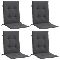 Stoelkussens 4 st lage rug 100x50x4 cm stof gemleerd antraciet - thumbnail