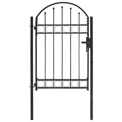Poort met gebogen bovenkant 100x150 cm staal zwart