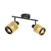 QAZQA Industriële spot zwart met goud 2-lichts - Kayden - thumbnail