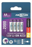 Usb Oplaadbare Batterijen AA Met Oplaadkabel 4-pack - thumbnail