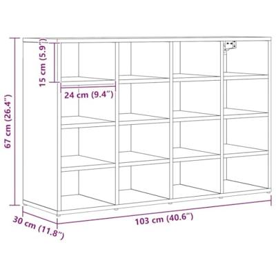 VidaXL Schoenenkast met plank oudhout 103 x 30 x 67 cm bewerkt hout