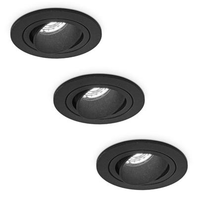 Set van 3 Philadelphia LED inbouwspots - Dimbaar - Incl. GU10 - 6500K - 4 Watt - Zwart - Kantelbaar - IP20 voor binnen - Rond Set van 3 Philadelphia LED inbouwspots - Dimbaar - Incl. GU10 - 6500K - 4 Watt - Zwart - Kantelbaar - IP20 voor binnen - Rond