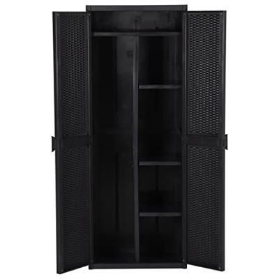 Tuinkast 65x45x172 cm PP rattan zwart