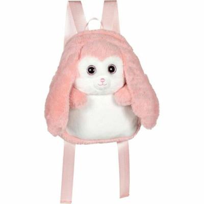 Fluffy Bag - GIPSY TOYS - Pluche rugzak - Roze en wit konijn 30 cm
