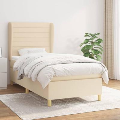 Boxspring met matras stof crèmekleurig 90x200 cm