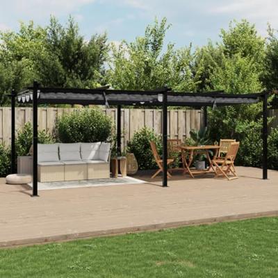 Prieel met uittrekbaar dak 3x6 m aluminium antracietkleurig