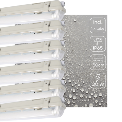 6 PACK - LED&apos;s Light LED TL lamp met sensor 150 cm - Bewegingssensor en nachtsensor - Waterdicht - 3100 lm