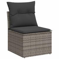 9-delige Loungeset met kussens poly rattan grijs - thumbnail