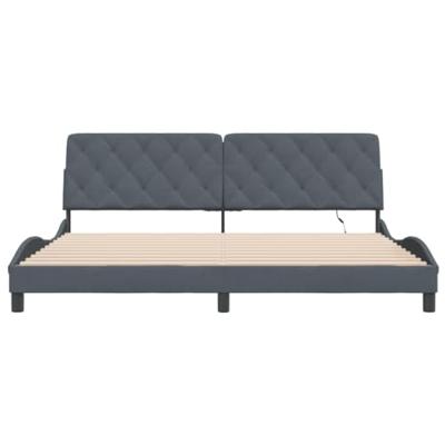 Bedframe met LED zonder matras fluweel donkergrijs 200x200 cm