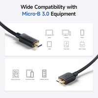 Cable Matters USB C-naar-Micro USB 3.0-kabel (USB C naar USB Micro B 3.0, Micro USB 3.0 naar USB-C) in zwart van 1 meter - thumbnail