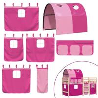 Kinderhoogslaper met tunnel 90x190 cm massief grenenhout roze - thumbnail