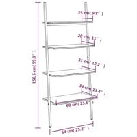 Ladderrek met 4 schappen 64x34x150,5 cm zwart - thumbnail