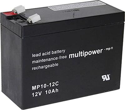 multipower PB-12-10-6,35 Loodaccu 12 V 10 Ah Loodvlies (AGM) (b x h x d) 151 x 118.5 x 65 mm Kabelschoen 6.35 mm Cyclusbestendig, Onderhoudsvrij, Geringe