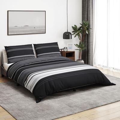 VidaXL Dekbedovertrekset 155x220 cm katoen zwart en wit VidaXL Dekbedovertrekset 155x220 cm katoen zwart en wit