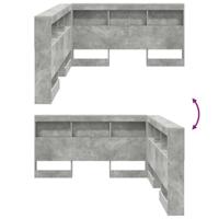 Opberghoofdbord met plank Betongrijs 140 cm Bewerkt hout - thumbnail