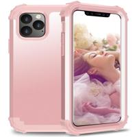 Voor iPhone 11 Pro PC + siliconen driedelige anti-drop mobiele telefoon bescherming Bback cover (Rose goud) - thumbnail