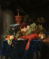 Pieter de Ring - Stilleven met een gouden bokaal 70x90cm, Rijksmuseum, premium print, print op canvas, oude meester - thumbnail