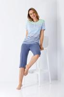 Blauw gestreepte dames pyjama Hajo - thumbnail