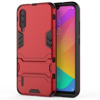 Voor Xiaomi mi CC9e shock proof PC + TPU beschermhoes met onzichtbare houder (rood) - thumbnail
