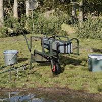 Viskar met wiel gepoedercoat staal groen - thumbnail