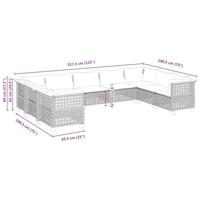 9-delige Loungeset met kussens poly rattan beige - thumbnail