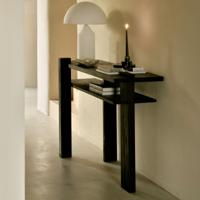 Ethnicraft Sidetable 'Abstract' Gevernist Teakhout, 133cm, kleur Zwart - thumbnail