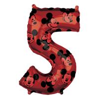 Folieballon Cijfer 5 Mickey Mouse Rood (66cm) - thumbnail