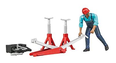 Bruder monteur met krik en gereedschap