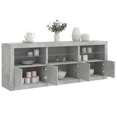 Dressoir met LED-verlichting 181,5x37x67 cm betongrijs