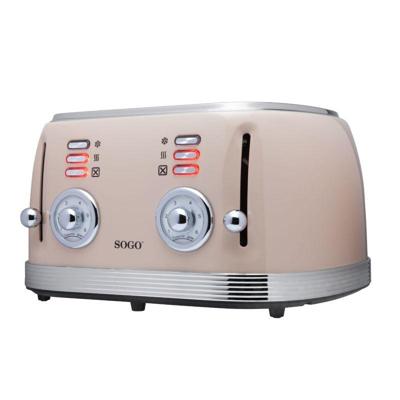 SOGO Human Technology Broodrooster voor 4 sneden Controlelampje, Toastfunctie Beige, Metallic SOGO Human Technology Broodrooster voor 4 sneden Controlelampje, Toastfunctie Beige, Metallic
