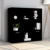 Boekenkast 98x30x98 cm bewerkt hout zwart - thumbnail