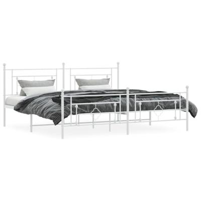 Bedframe met hoofd- en voeteneinde metaal wit 193x203 cm
